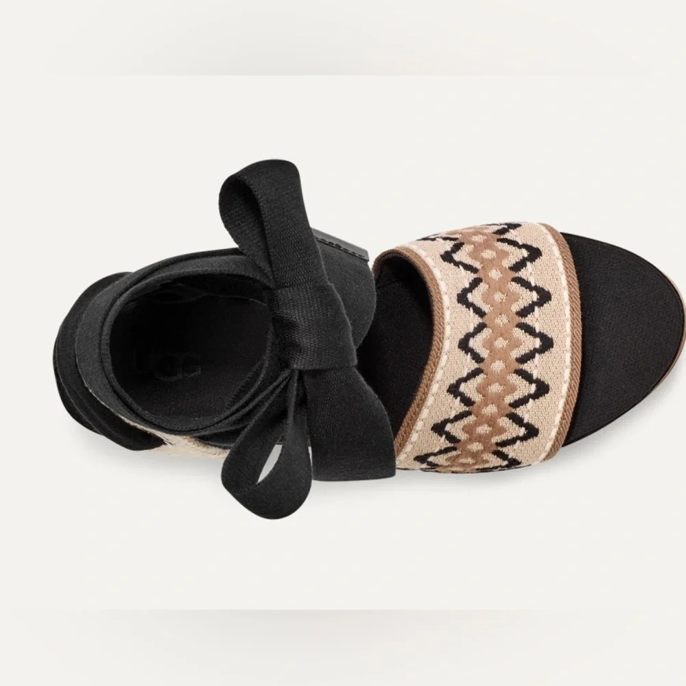 UGG Sz 9.5 Abbot Ankle Wrap Espadrille Sandals Band Tribal Embroidery NEW - Picture 6 of 16